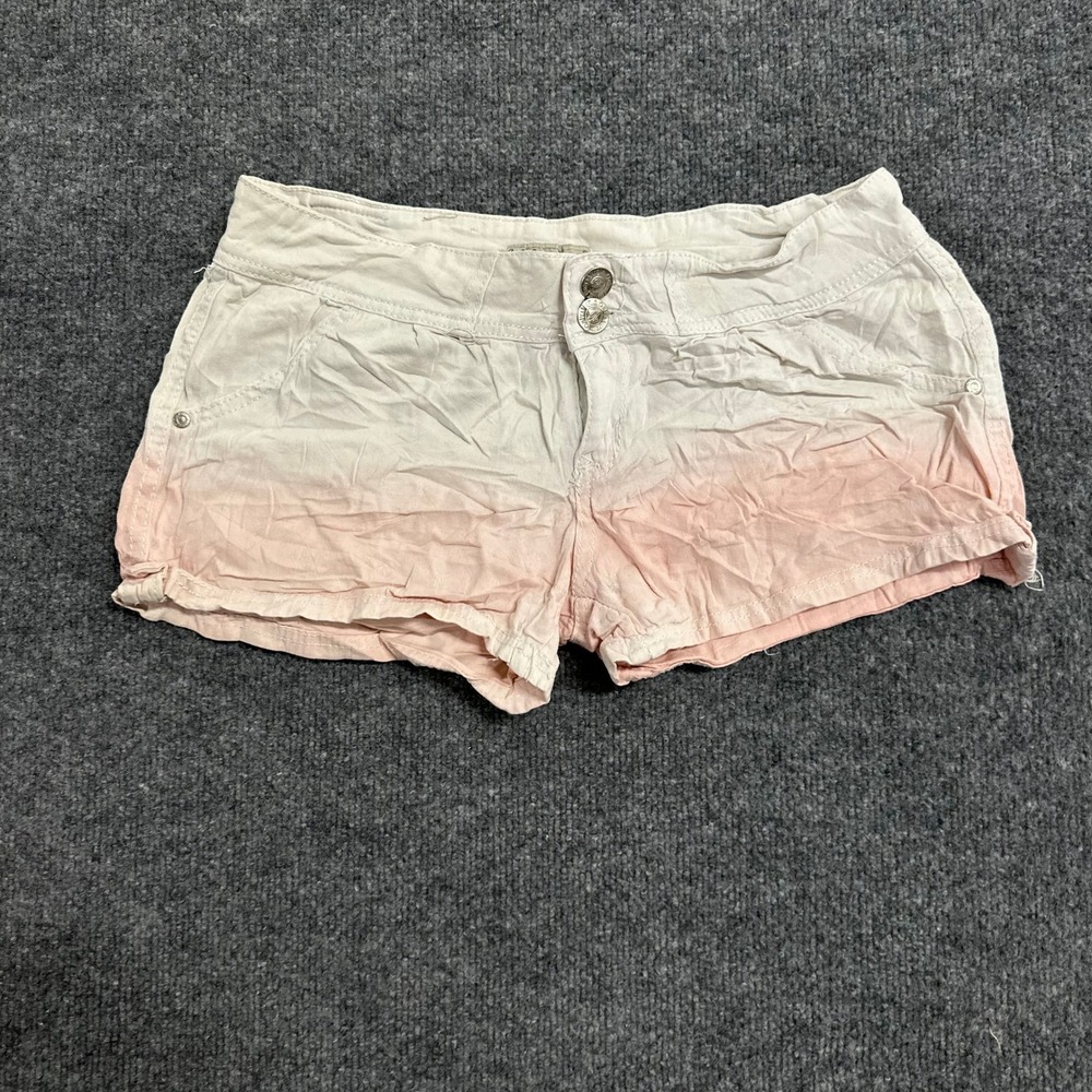 Virgin Only Shorts Womens Size 10 White Pink Ombre Dip Dye Low Rise Stretch